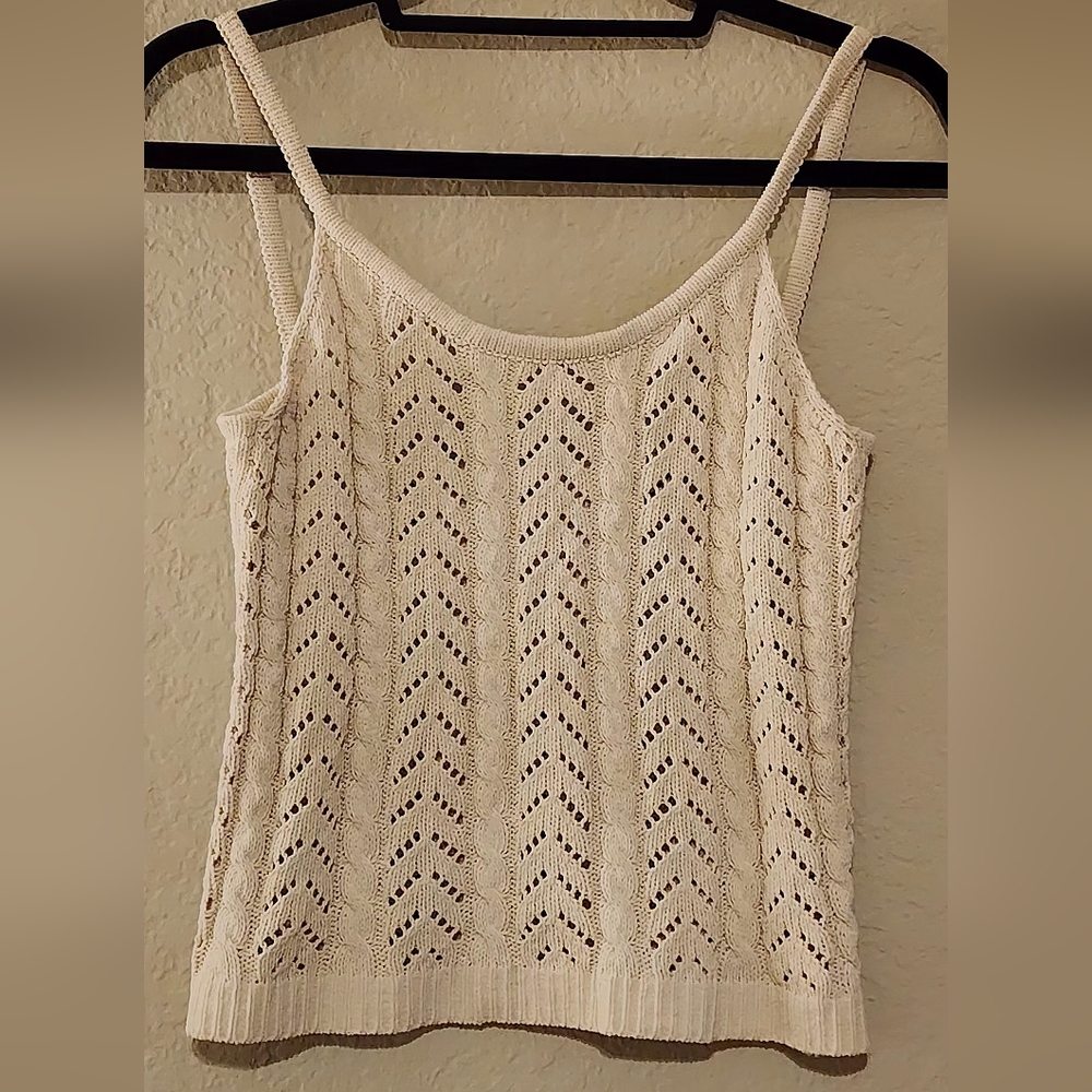Elegant Cream Knit Women's Top